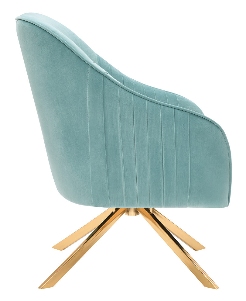Aqua blue soft velvet upholstery accent chair by Coaster additional picture 4