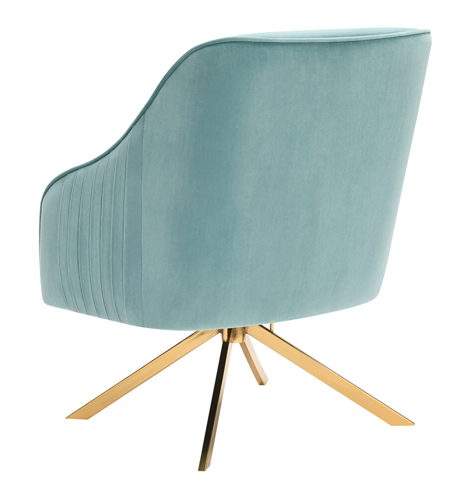 Aqua blue soft velvet upholstery accent chair by Coaster additional picture 6
