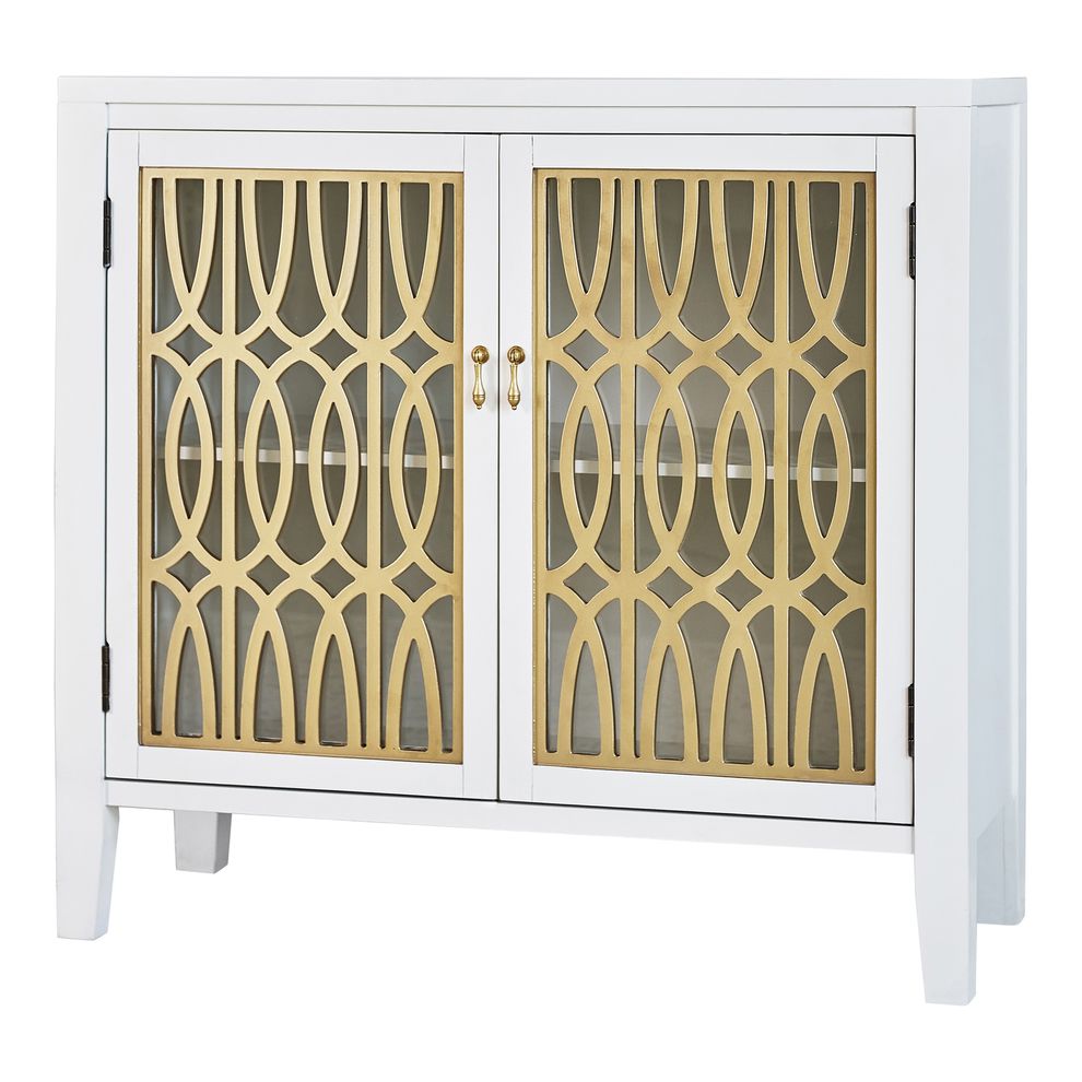 Contemporary glam gold/white accent cabinet by Coaster additional picture 2