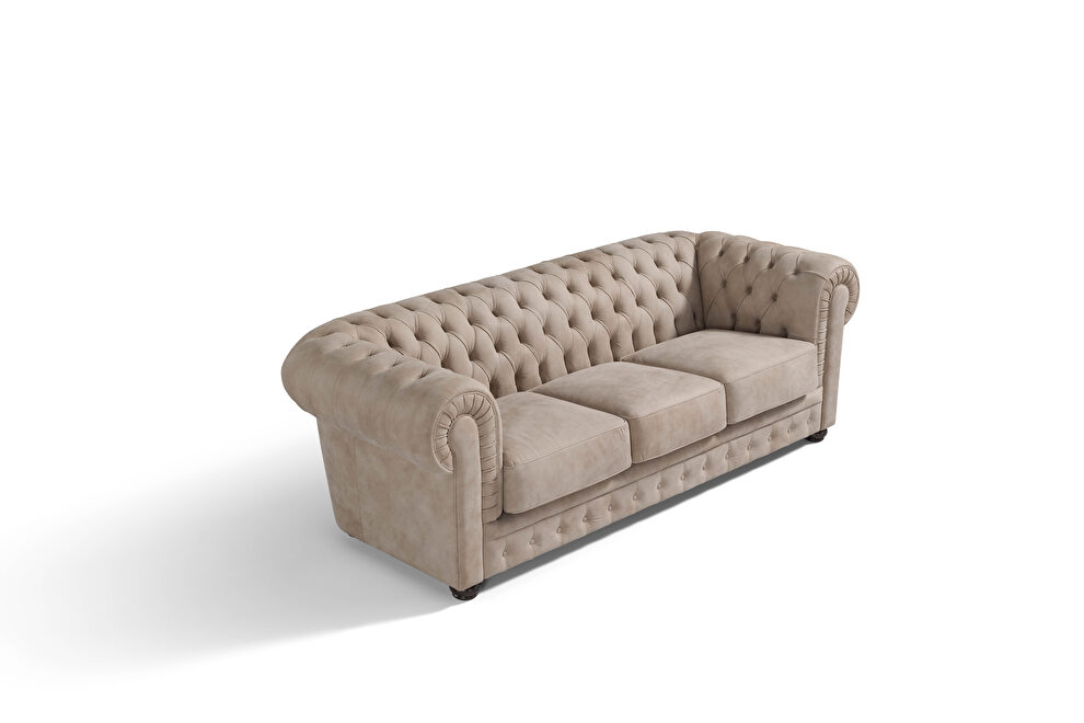 Sand leather tufted classic design sofa by Diven Living additional picture 2
