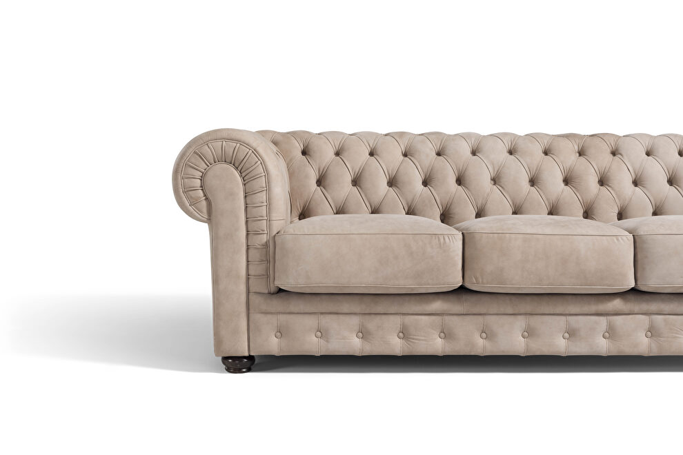 Sand leather tufted classic design sofa by Diven Living additional picture 6