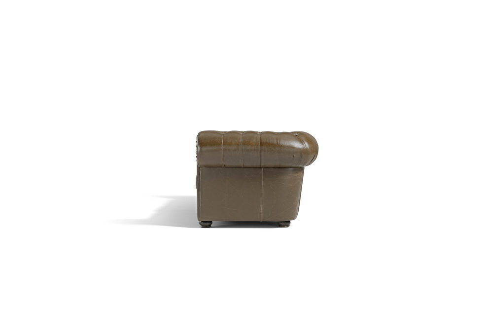 Brown leather tufted classic design sofa by Diven Living additional picture 3