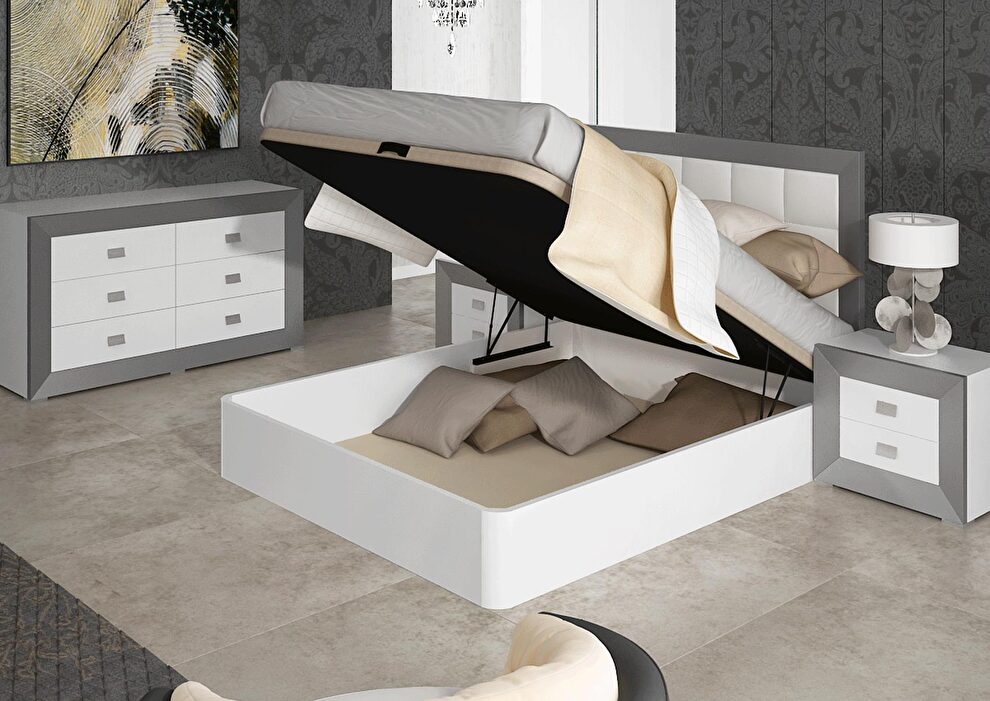 Contemporary white / gray storage platform bed by ESF additional picture 2