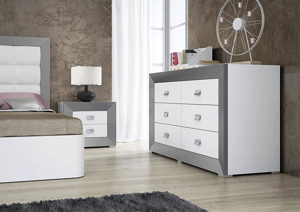 Contemporary white / gray storage platform bed by ESF additional picture 4