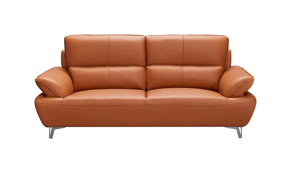 Orange leather stylish modern low-profile sofa by ESF additional picture 2