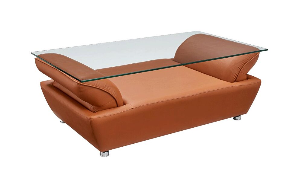 Orange leather stylish modern low-profile sofa by ESF additional picture 13