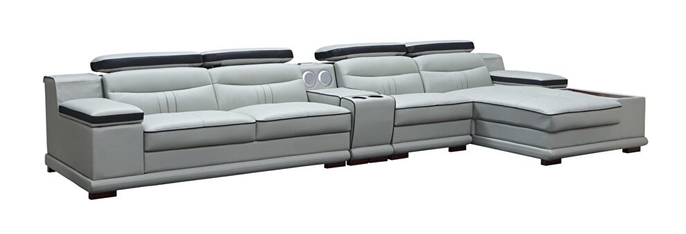 Elegant contemporary gray half leather sectional sofa by ESF additional picture 14