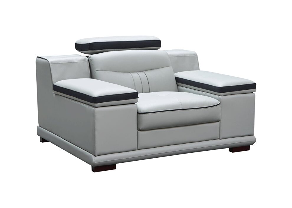 Elegant contemporary gray half leather sectional sofa by ESF additional picture 18