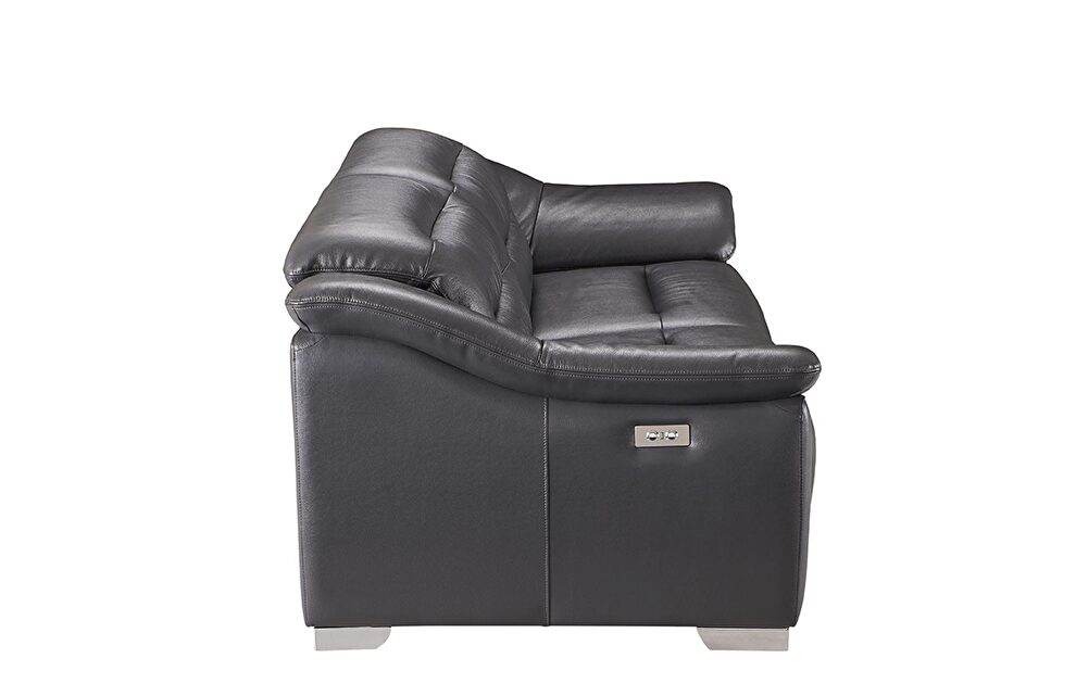 Dark gray charcoal leather electric recliner sofa by ESF additional picture 12