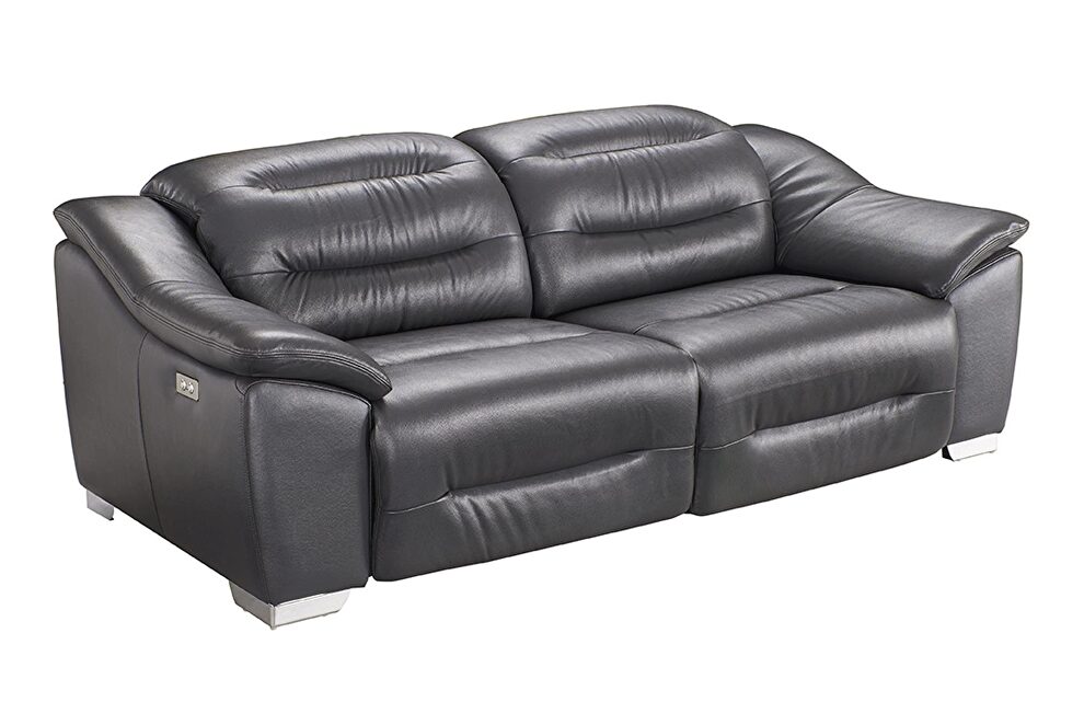 Dark gray charcoal leather electric recliner sofa by ESF additional picture 15