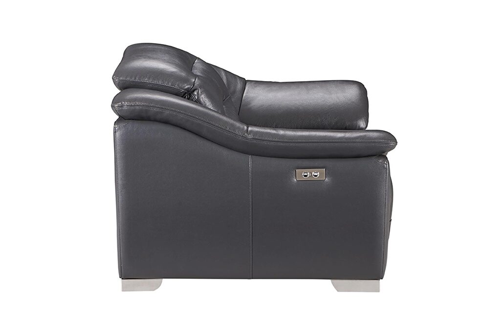 Dark gray charcoal leather electric recliner sofa by ESF additional picture 20
