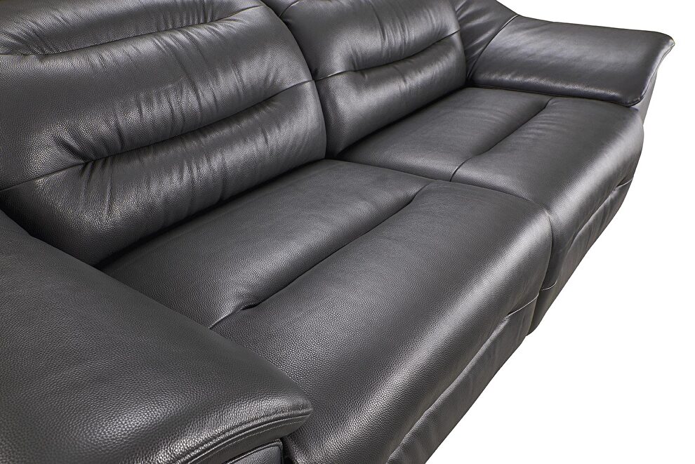 Dark gray charcoal leather electric recliner sofa by ESF additional picture 5