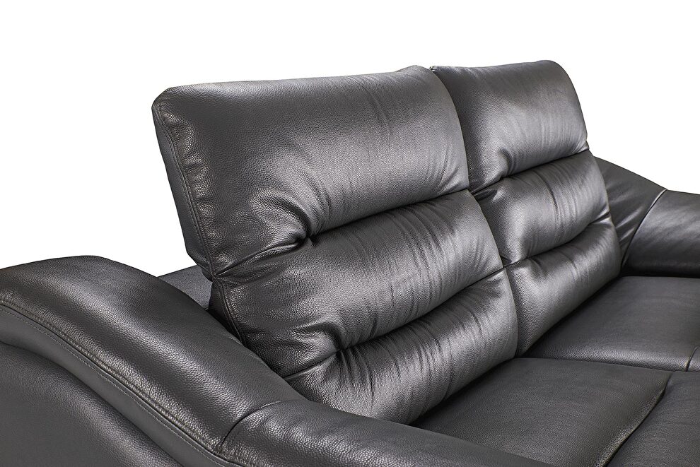 Dark gray charcoal leather electric recliner sofa by ESF additional picture 7