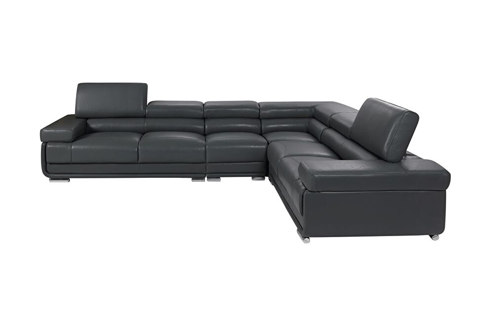 Modern dark gray adjustable headrests sectional by ESF additional picture 2