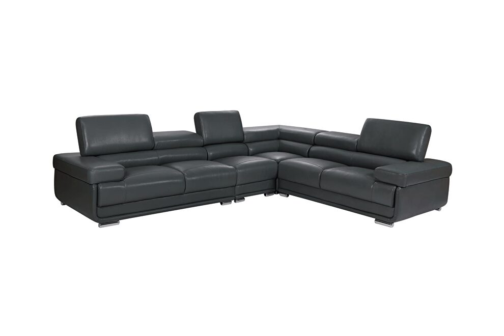 Modern dark gray adjustable headrests sectional by ESF additional picture 3