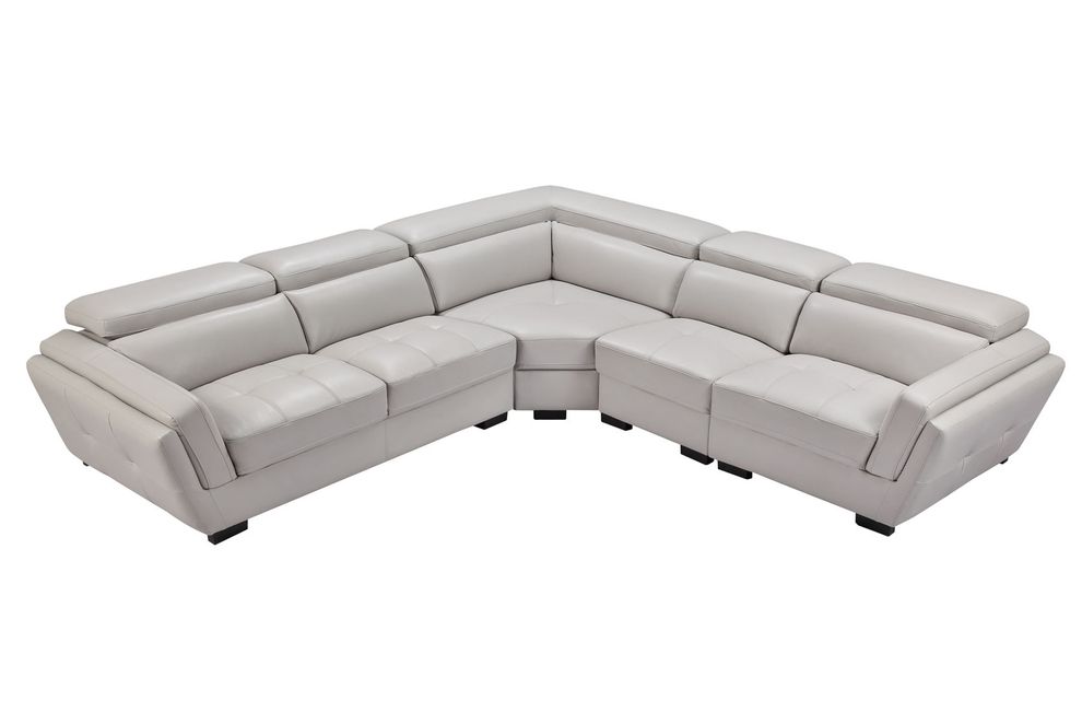 Light gray leather sectional w/ adjustable headrests by ESF additional picture 3