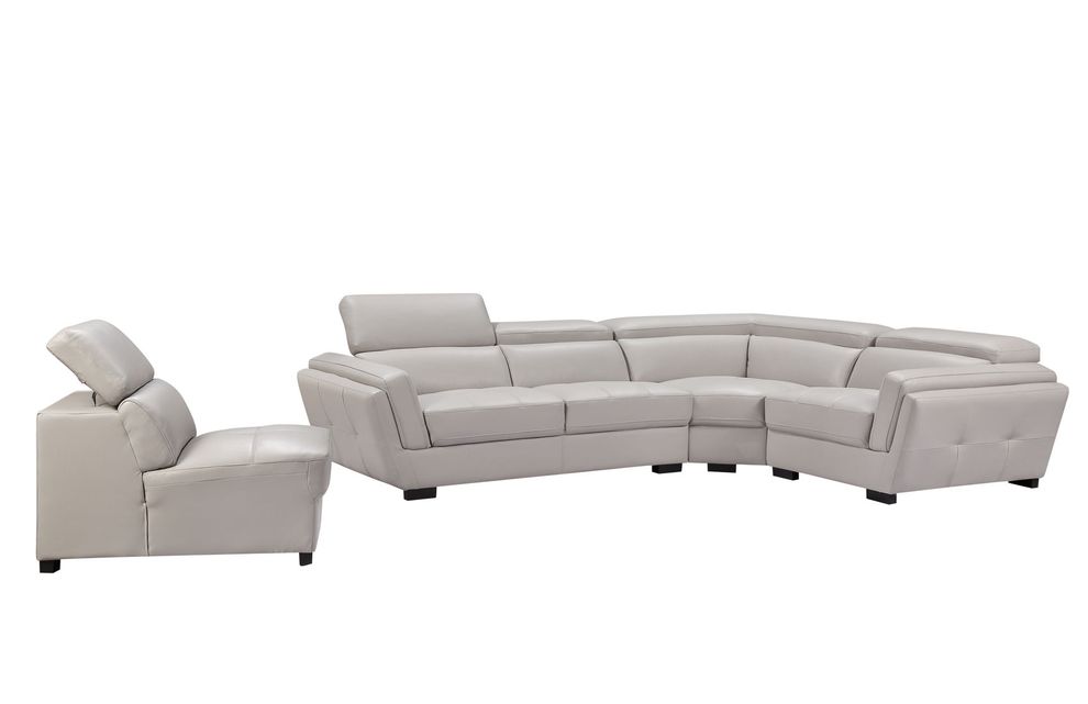 Light gray leather sectional w/ adjustable headrests by ESF additional picture 5
