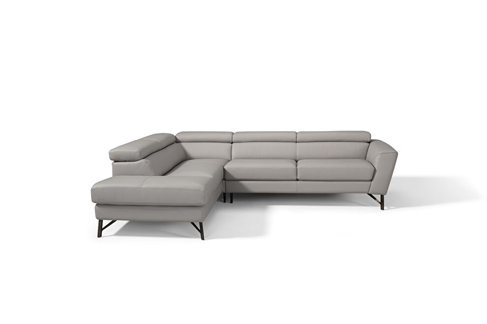 Quality full leather gray sectional with adjustable headrests by Diven Living additional picture 2