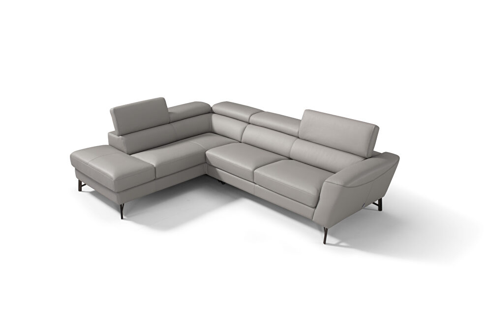 Quality full leather gray sectional with adjustable headrests by Diven Living additional picture 3