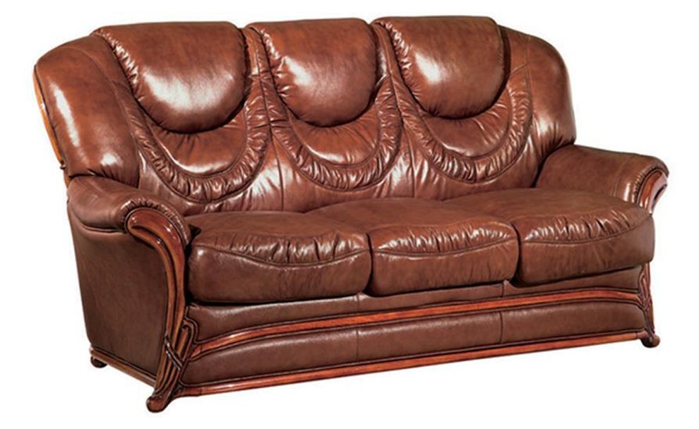 Classic sofa in brown leather w/ pull-out bed by ESF additional picture 2