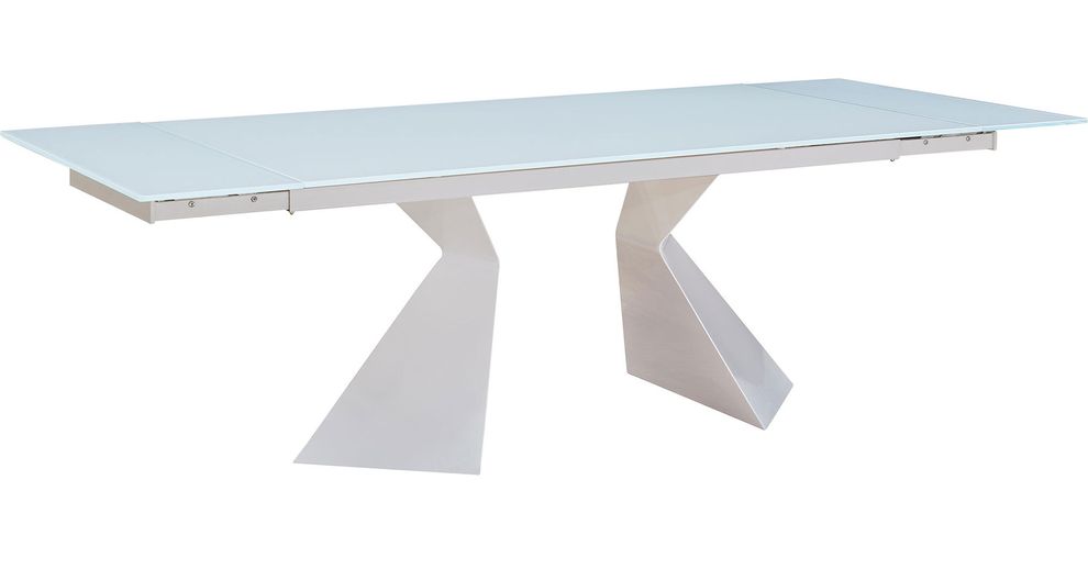 Modern white frosted glass extension dining table by ESF additional picture 2