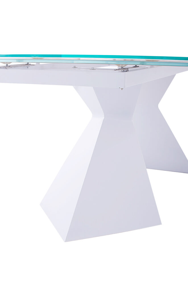 Modern white frosted glass extension dining table by ESF additional picture 5