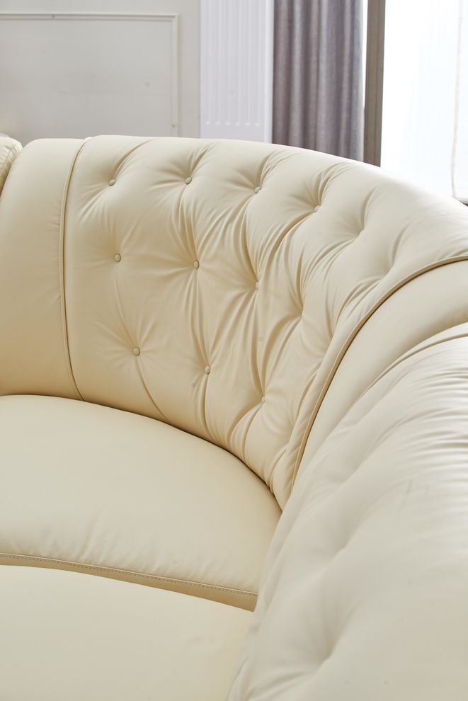 Italian ivory leather sectional in royal tufted design by ESF additional picture 2