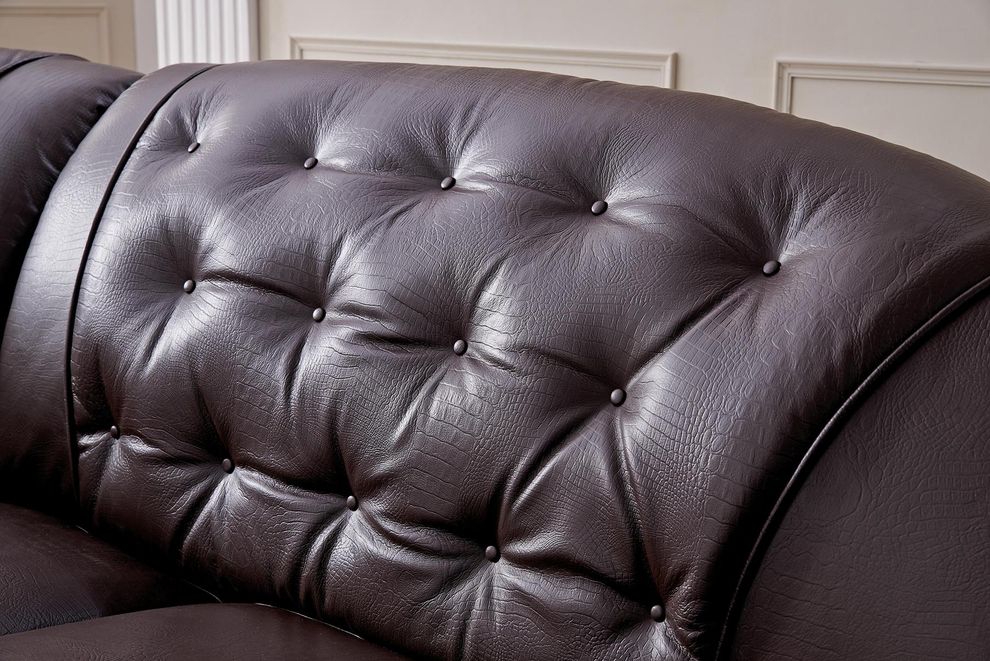 Italian brown leather sectional in royal tufted design by ESF additional picture 2