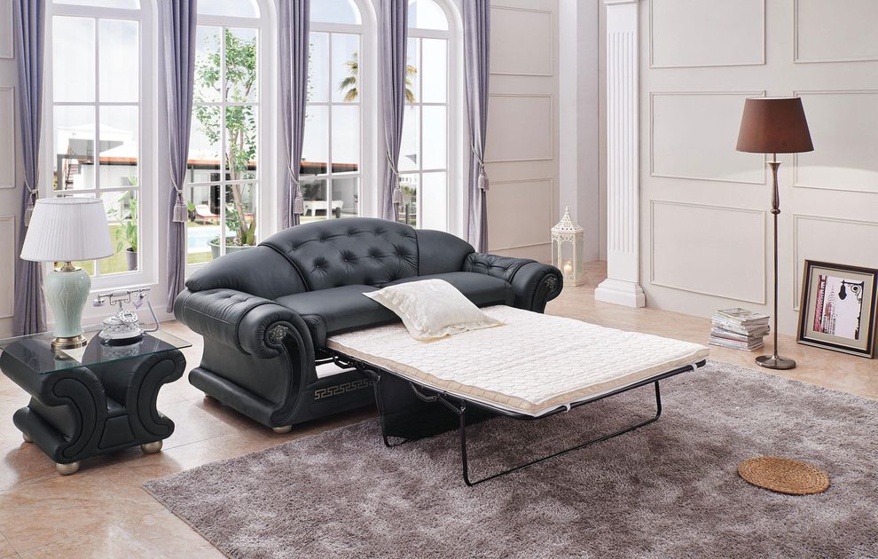 Black royal style tufted button design leather sofa by ESF additional picture 2