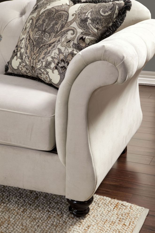 Royal style tufted sofa in light beige fabric by Furniture of America additional picture 5