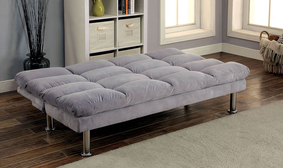 Gray microfiber sofa bed by Furniture of America additional picture 2