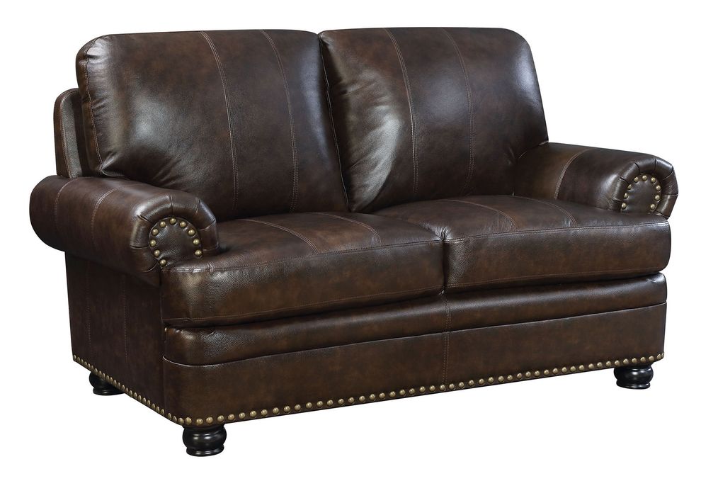 Reinhardt Dark Brown Sofa CM6318DBSF Furniture Of America Leather