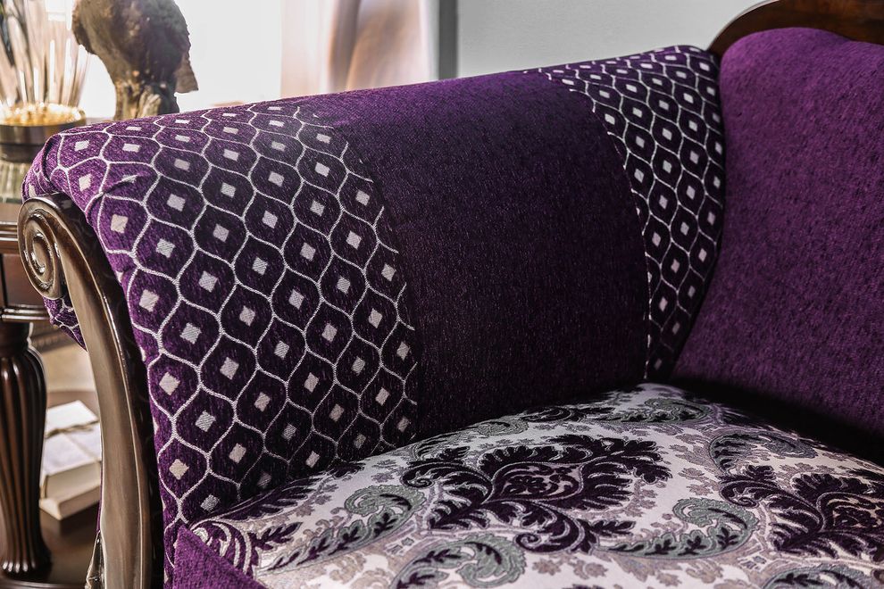 Purple premium fabric transitional style sofa by Furniture of America additional picture 4