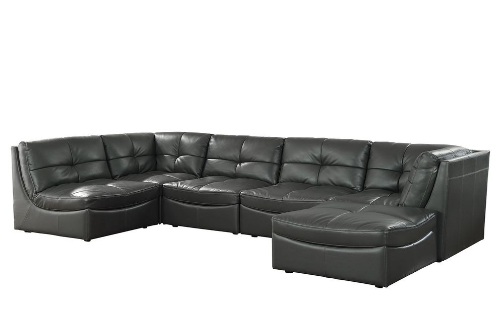 Gray leatherette 6pcs modular sectional sofa by Furniture of America additional picture 5