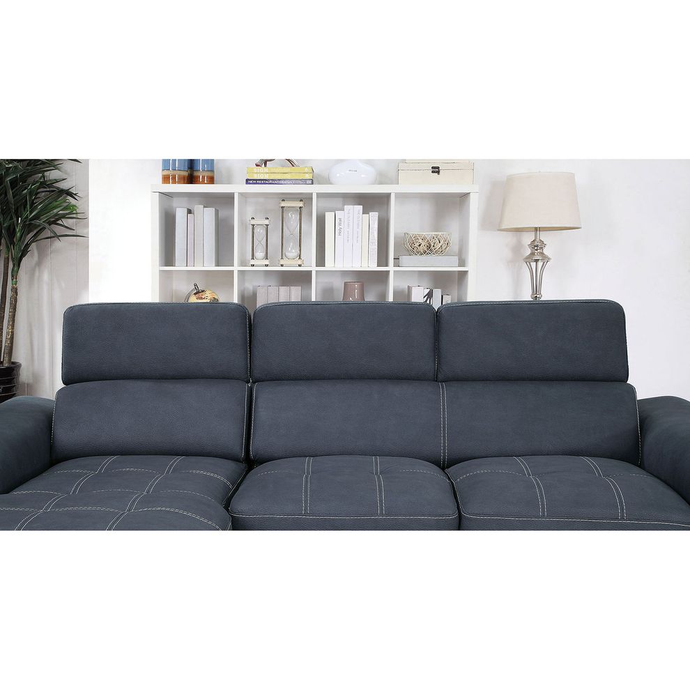 Blue fabric sectional w/ built-in bed by Furniture of America additional picture 4