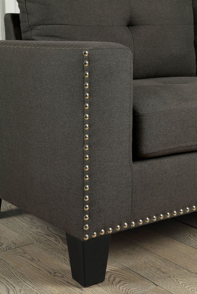 Graphite gray fabric sofa in contemporary style by Furniture of America additional picture 2
