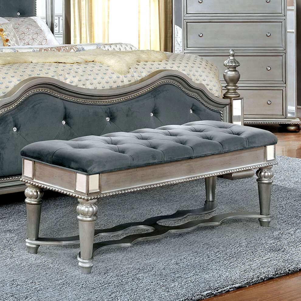 Silver/gray traditional bench by Furniture of America additional picture 2