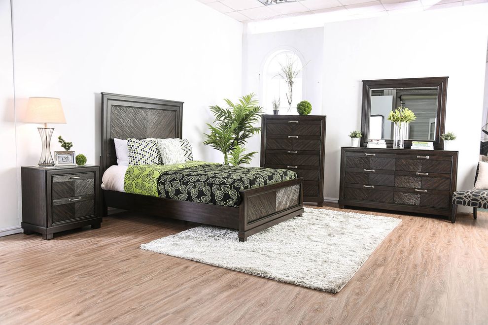 Espresso transitional style bed w/ footboard drawers by Furniture of America additional picture 2