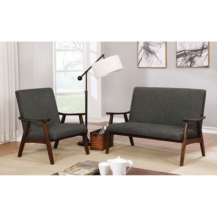 Dark gray mid-century modern accent chair by Furniture of America additional picture 2