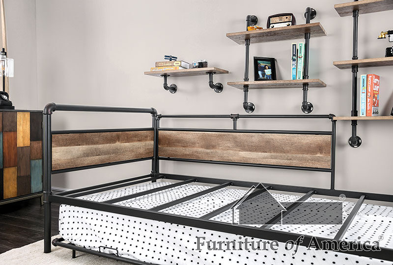 Sand black water pipe design industrial daybed by Furniture of America additional picture 4