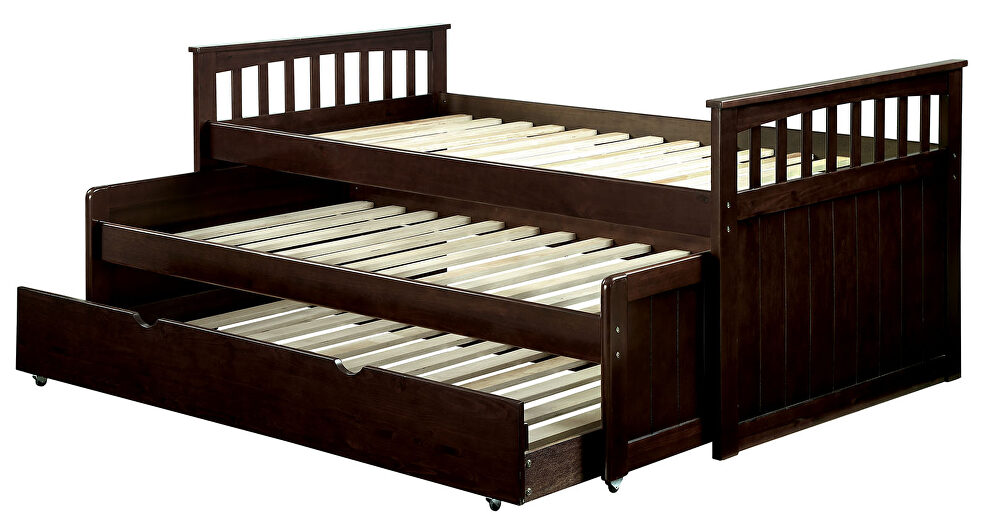 Dark walnut finished 3-layer nesting daybed by Furniture of America additional picture 3