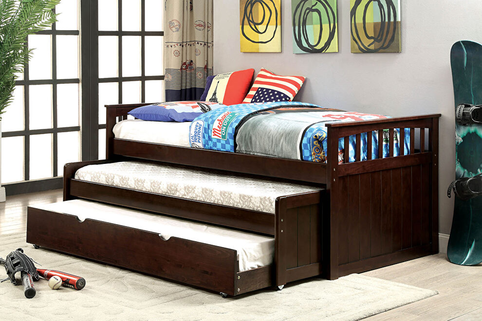 Dark walnut finished 3-layer nesting daybed by Furniture of America additional picture 7