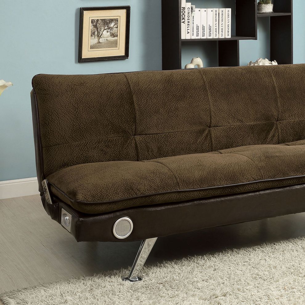 Brown/Chrome Contemporary Futon Sofa by Furniture of America additional picture 2