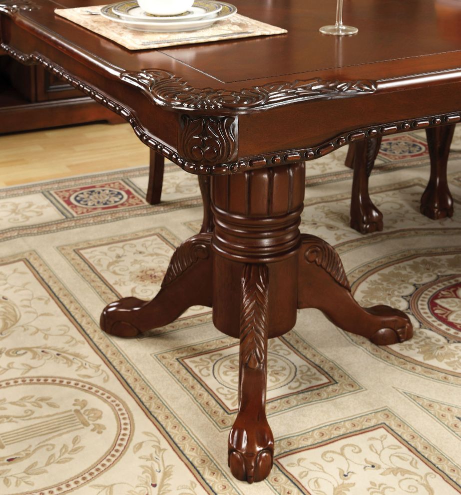 Traditional style cherry woof family size dining table by Furniture of America additional picture 2