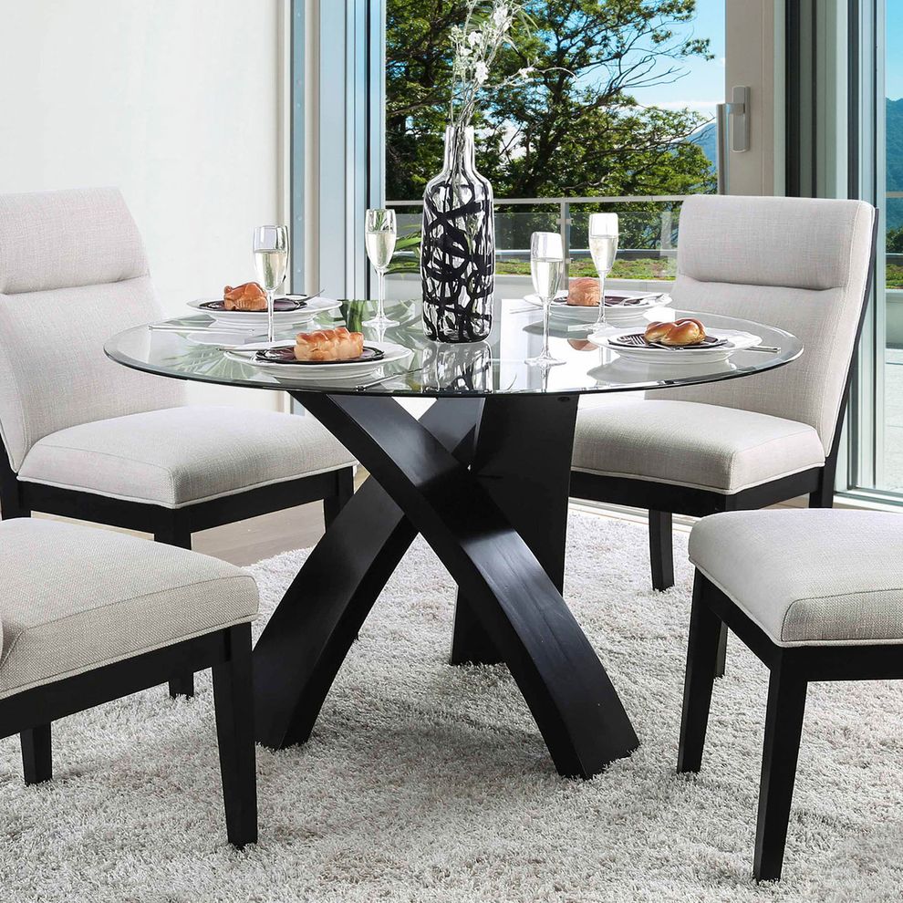 Round glass top contemporary dining table by Furniture of America additional picture 5