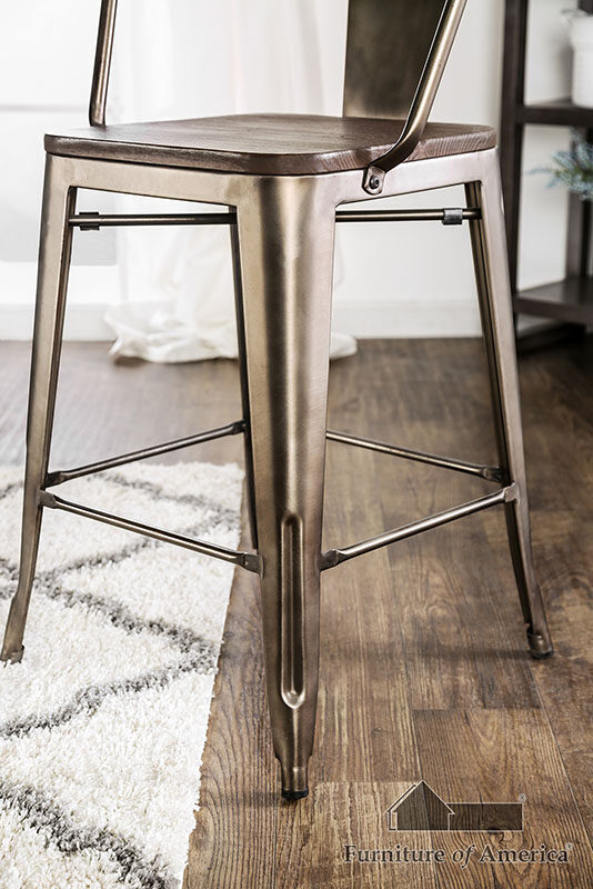 Dark bronze/natural industrial counter ht. chair by Furniture of America additional picture 4