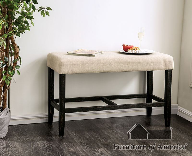 White/antique black rustic counter ht. table by Furniture of America additional picture 2