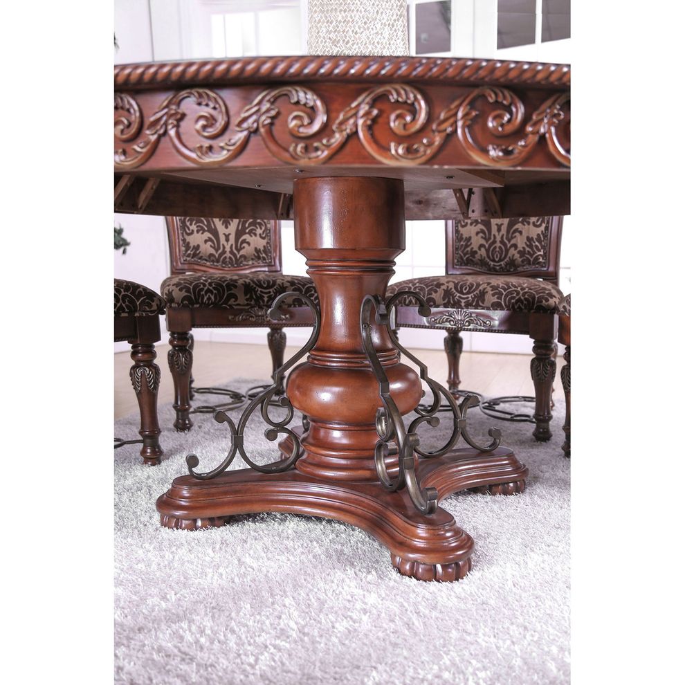 Traditional brown cherry round formal dining table by Furniture of America additional picture 5