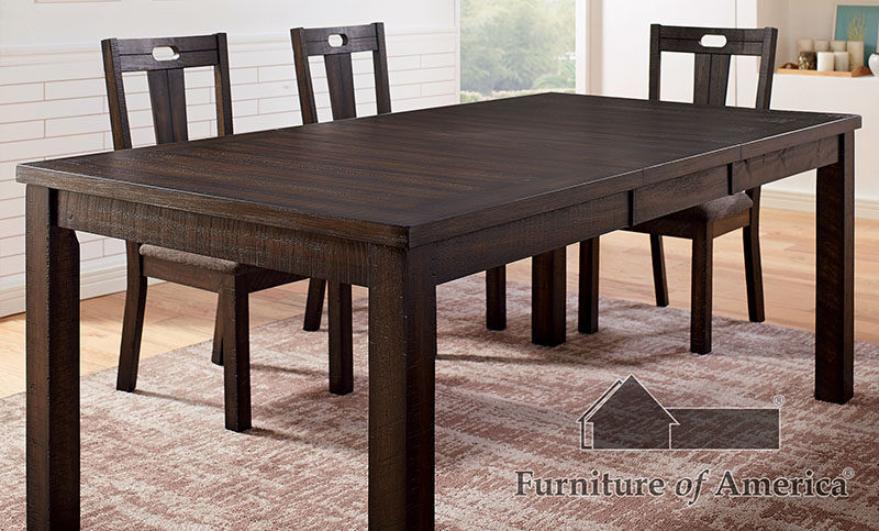 Classic walnut wood grain finish family size dining table by Furniture of America additional picture 6