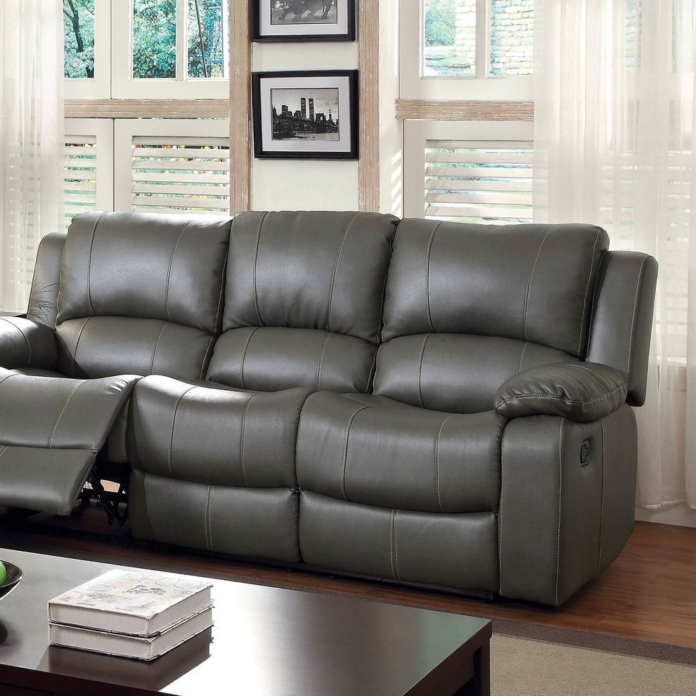Gray Transitional Motion Sofa w/ Drop-Down Table by Furniture of America additional picture 7